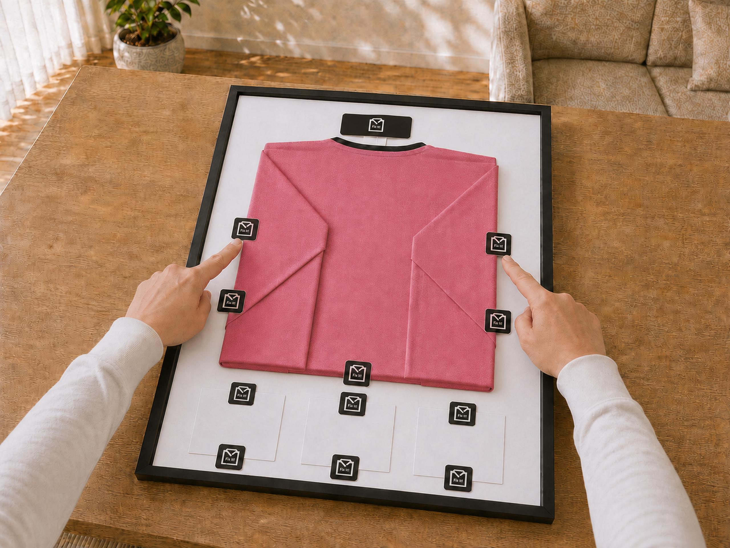 Sportshirt netjes vastgezet in het ShirtFrame systeem